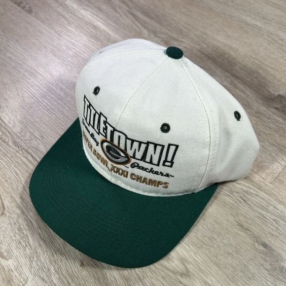 VTG Green Bay Packers Snapback Hat NFL Headmaster White Green Wool Blend Cap - Picture 8 of 8